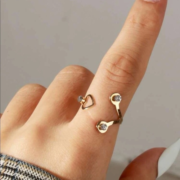 Gold 1pc rhinestone cuff ring - Picture 1 of 2